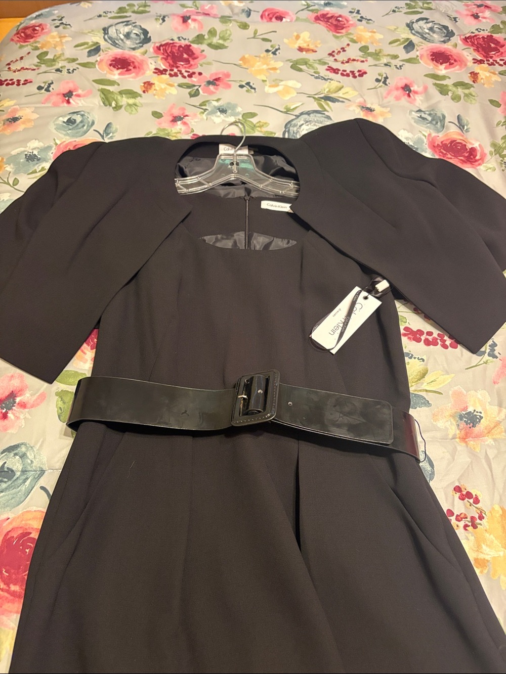 Calvin Klein Black Dress with Wide Belt